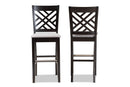 Haines Gray Fabric Espresso Brown 2Pc Bar Stool Set Baxton