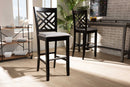 Haines Gray Fabric Espresso Brown 2Pc Bar Stool Set Baxton