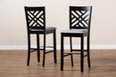Haines Gray Fabric Espresso Brown 2Pc Bar Stool Set Baxton