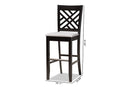 Haines Gray Fabric Espresso Brown 2Pc Bar Stool Set Baxton