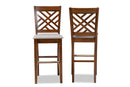 Haines Gray Fabric Walnut Brown 2Pc Bar Stool Set Baxton