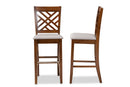 Haines Gray Fabric Walnut Brown 2Pc Bar Stool Set Baxton