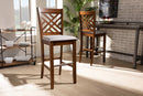 Haines Gray Fabric Walnut Brown 2Pc Bar Stool Set Baxton