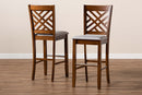 Haines Gray Fabric Walnut Brown 2Pc Bar Stool Set Baxton