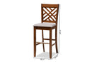 Haines Gray Fabric Walnut Brown 2Pc Bar Stool Set Baxton