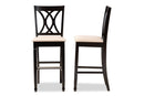 Itami Sand Fabric Espresso Brown 2Pc Bar Stool Set Baxton