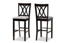 Itami Gray Fabric Espresso Brown 2Pc Bar Stool Set Baxton