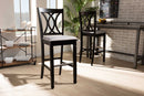 Itami Gray Fabric Espresso Brown 2Pc Bar Stool Set Baxton