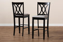 Itami Gray Fabric Espresso Brown 2Pc Bar Stool Set Baxton