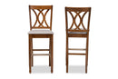 Itami Gray Fabric Walnut Brown 2Pc Bar Stool Set Baxton