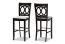 Mariam Gray Fabric Espresso Brown 2Pc Bar Stool Set Baxton