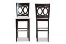 Mariam Gray Fabric Espresso Brown 2Pc Bar Stool Set Baxton