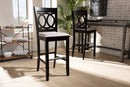Mariam Gray Fabric Espresso Brown 2Pc Bar Stool Set Baxton