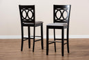 Mariam Gray Fabric Espresso Brown 2Pc Bar Stool Set Baxton