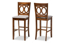 Mariam Gray Fabric Walnut Brown 2Pc Bar Stool Set Baxton