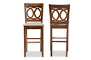 Mariam Gray Fabric Walnut Brown 2Pc Bar Stool Set Baxton