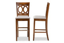 Mariam Gray Fabric Walnut Brown 2Pc Bar Stool Set Baxton
