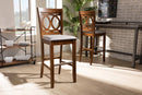 Mariam Gray Fabric Walnut Brown 2Pc Bar Stool Set Baxton