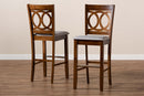 Mariam Gray Fabric Walnut Brown 2Pc Bar Stool Set Baxton