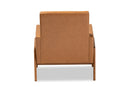 Maddock Tan Faux Leather Upholstered and Walnut Brown Lounge Chair Baxton
