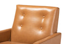Maddock Tan Faux Leather Upholstered and Walnut Brown Lounge Chair Baxton