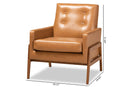 Maddock Tan Faux Leather Upholstered and Walnut Brown Lounge Chair Baxton
