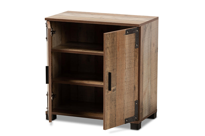 Tomasso Modern and Contemporary Farmhouse Rustic Finished Wood 2-Door Shoe Cabinet