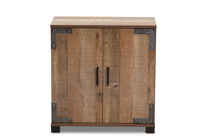 Tomasso Modern and Contemporary Farmhouse Rustic Finished Wood 2-Door Shoe Cabinet