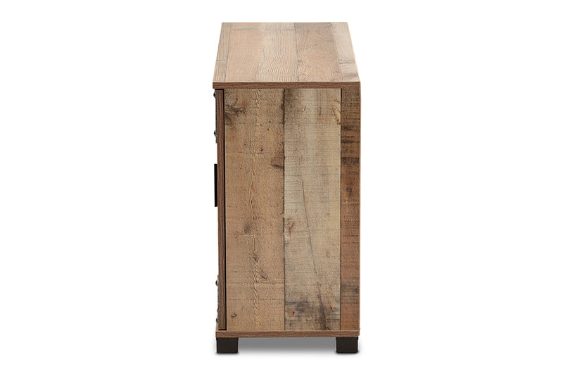 Tomasso Modern and Contemporary Farmhouse Rustic Finished Wood 3-Door Shoe Cabinet