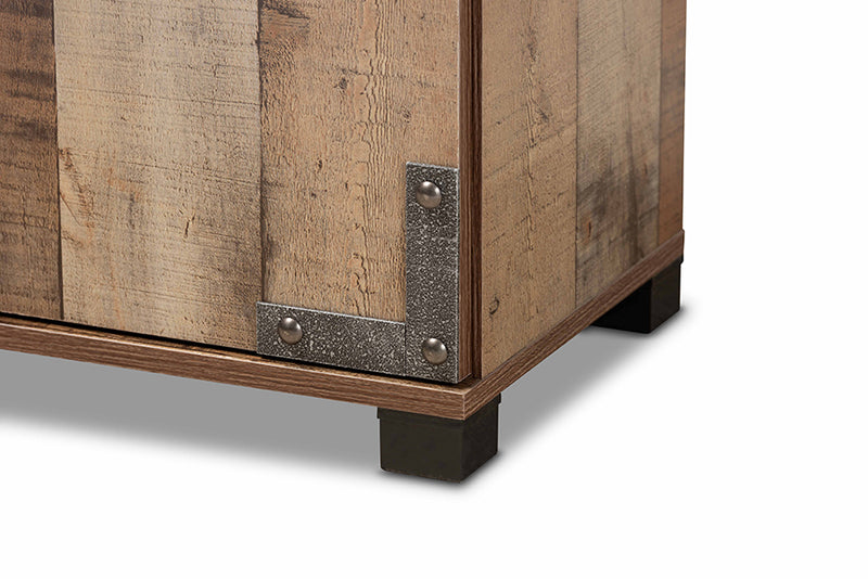 Tomasso Modern and Contemporary Farmhouse Rustic Finished Wood 3-Door Shoe Cabinet