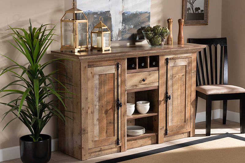 Landry Modern and Contemporary Farmhouse Rustic Finished Wood 2-Door Dining Room Sideboard Buffet