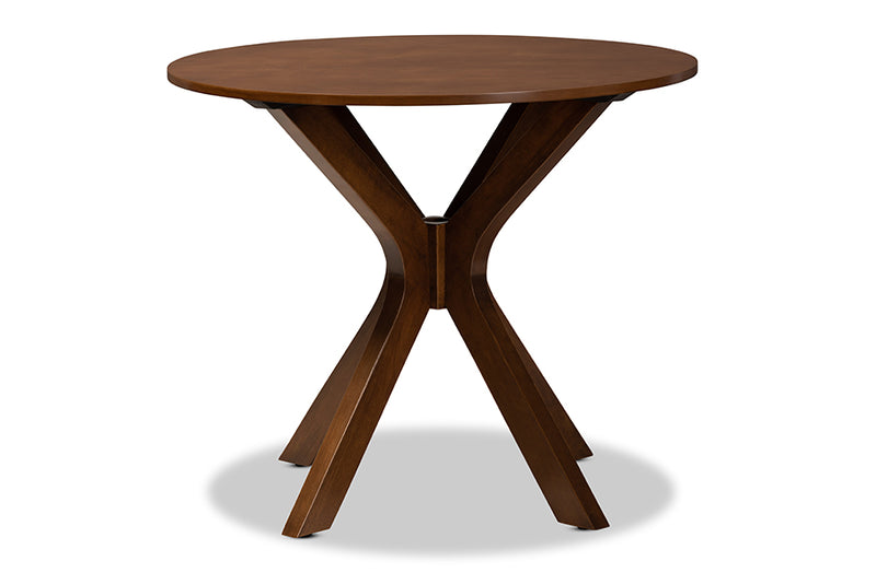 Battersby Modern and Contemporary Walnut Brown Finished 34-Inch-Wide Round Wood Dining Table