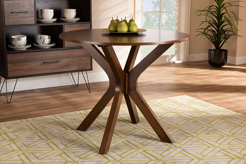 Battersby Modern and Contemporary Walnut Brown Finished 34-Inch-Wide Round Wood Dining Table