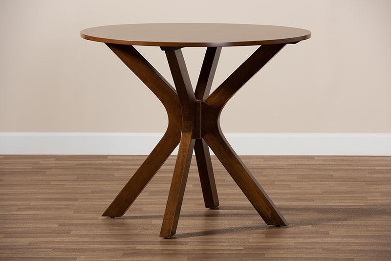 Battersby Modern and Contemporary Walnut Brown Finished 34-Inch-Wide Round Wood Dining Table