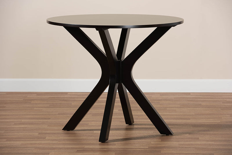 Battersby Dark Brown Finished 34-Inch-Wide Round Wood Dining Table Baxton