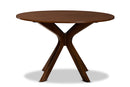Battersby Walnut Brown Finished 45-Inch-Wide Round Wood Dining Table Baxton