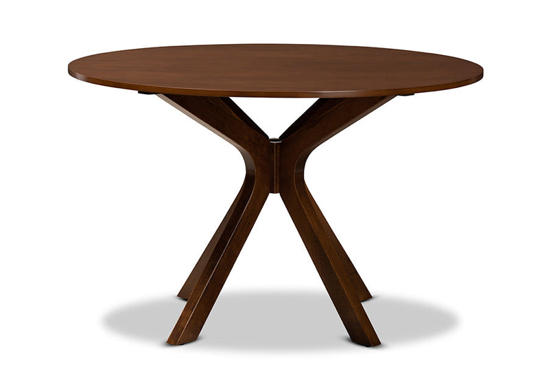 Battersby Walnut Brown Finished 45-Inch-Wide Round Wood Dining Table Baxton