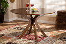Battersby Walnut Brown Finished 45-Inch-Wide Round Wood Dining Table Baxton