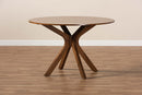 Battersby Walnut Brown Finished 45-Inch-Wide Round Wood Dining Table Baxton