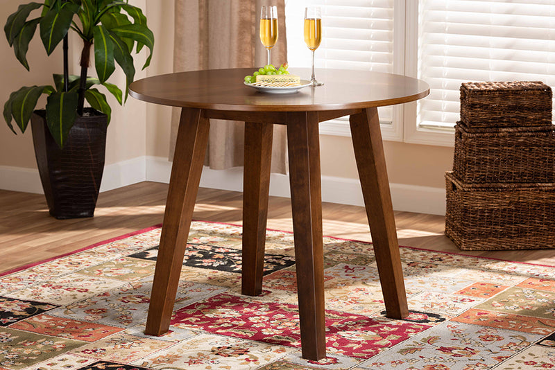 Thornton Modern and Contemporary Walnut Brown Finished 35-Inch-Wide Round Wood Dining Table