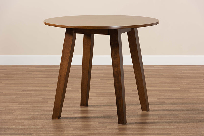 Thornton Modern and Contemporary Walnut Brown Finished 35-Inch-Wide Round Wood Dining Table