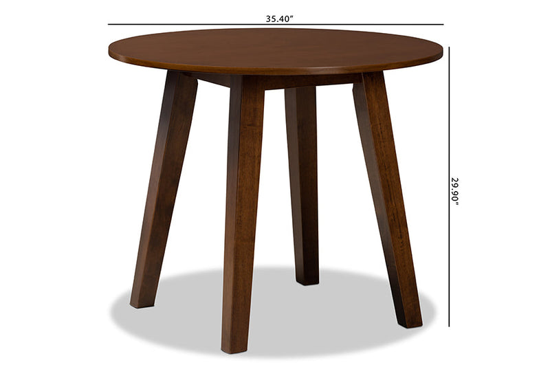 Thornton Walnut Brown Finished 35-Inch-Wide Round Wood Dining Table Baxton