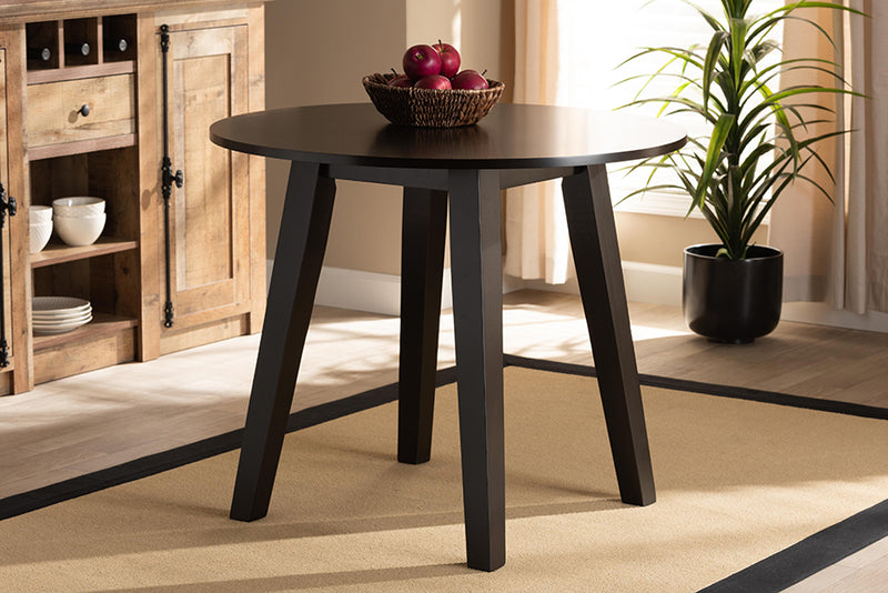 Thornton Modern and Contemporary Dark Brown Finished 35-Inch-Wide Round Wood Dining Table