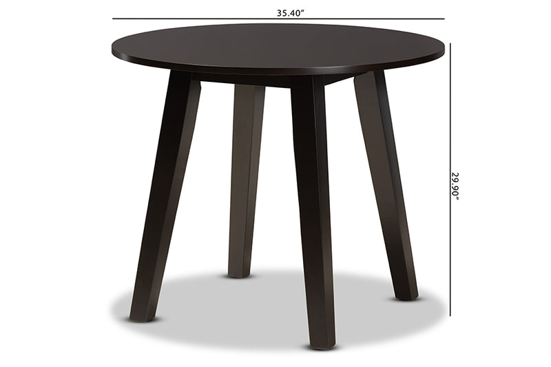 Thornton Modern and Contemporary Dark Brown Finished 35-Inch-Wide Round Wood Dining Table