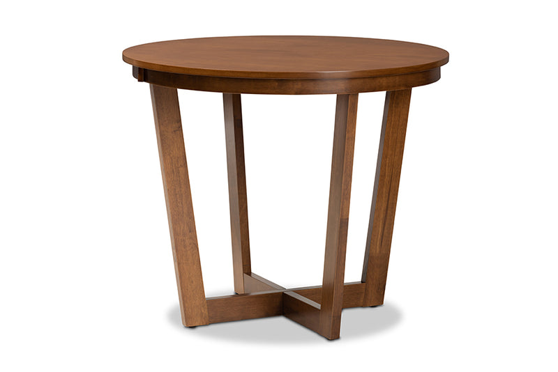 Siskal Modern and Contemporary Gray Fabric Upholstered and Walnut Brown Finished Wood 5-Piece Dining Set