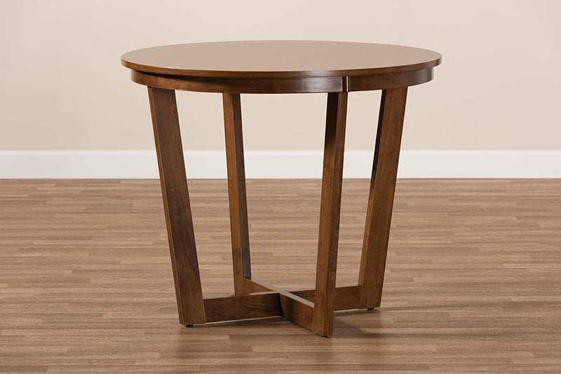 Cielle Walnut Brown Finished 35-Inch-Wide Round Wood Dining Table Baxton