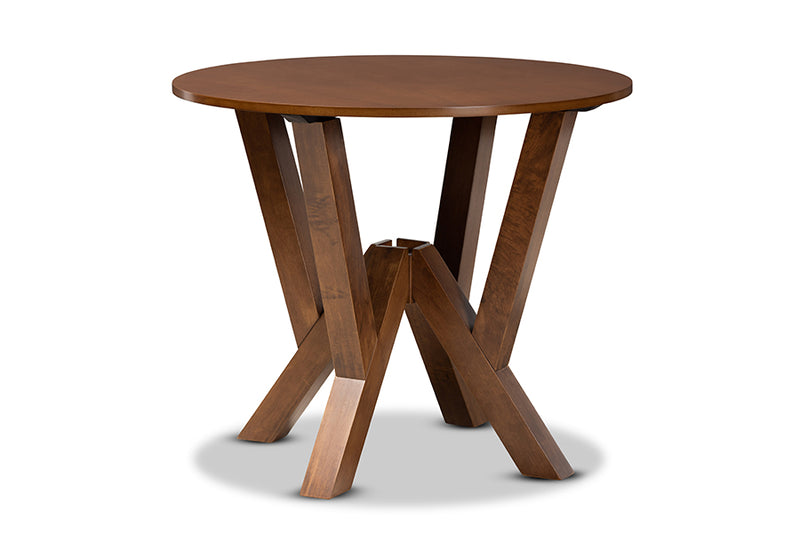 Nefeli Modern and Contemporary Walnut Brown Finished 35-Inch-Wide Round Wood Dining Table