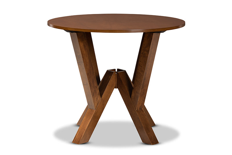Nefeli Modern and Contemporary Walnut Brown Finished 35-Inch-Wide Round Wood Dining Table