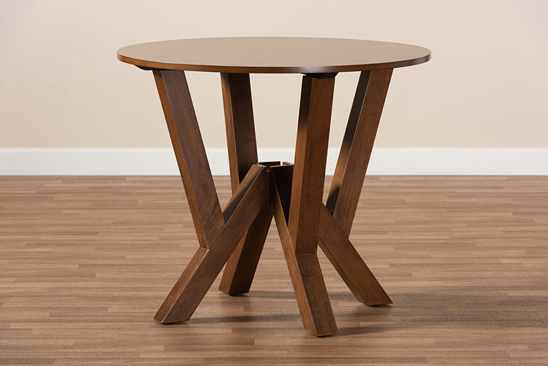 Nefeli Modern and Contemporary Walnut Brown Finished 35-Inch-Wide Round Wood Dining Table