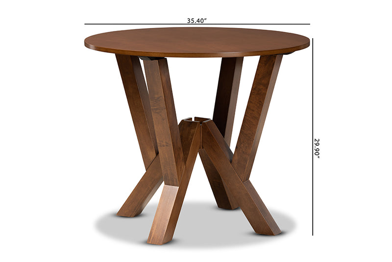 Nefeli Modern and Contemporary Walnut Brown Finished 35-Inch-Wide Round Wood Dining Table